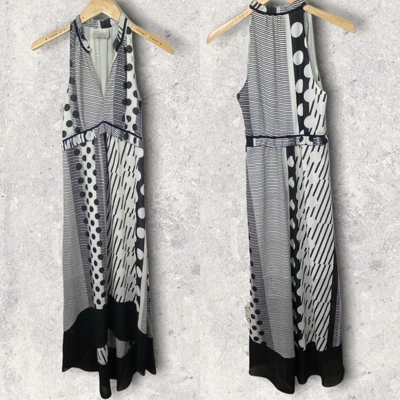 Anthropologie Channeled Polka Dot‎ Silky Striped Maxi Dress Size 0 Bohemian Boho - Picture 3 of 14